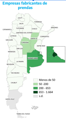 Distribución de Empresas Fabricantes de Prendas