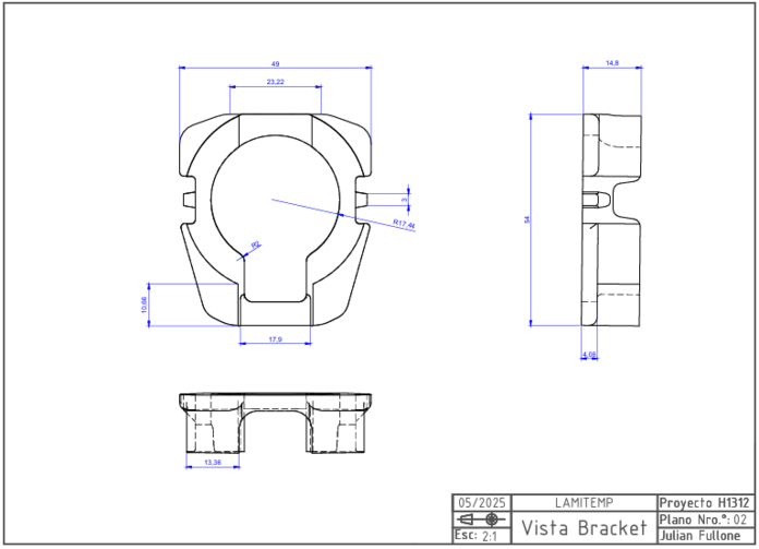Este producto no se fabrica internamente en la empresa, pero al formar parte del Prabrisas final se dibuja y diseña para una correcta representación de este último