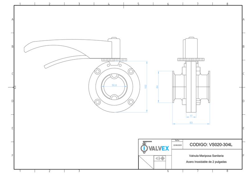 Archivo:Plano Valvula Mariposa Sanitaria.jpg